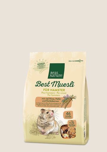 REAL NATURE Meilleur muesli pour hamsters avec beaucoup de millet, d'avoine et de graines de citrouille 1.5kg