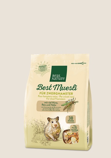 REAL NATURE Meilleur muesli pour hamsters nains avec beaucoup de mil, de riz et d'avoine 1.5kg